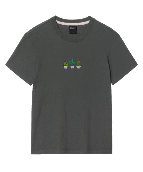 OKSTAR(オクスター)の「サボテン刺繍半袖(Tシャツ/カットソー・レディース・カーキ/ダークグレー/ライトベージュ/ライトグレー/クリーム/ダークブルー/ベージュ/ダークグリーン/ホワイト/グレー/ネイビー/ブラック・3XL/2XL/4XL/LARGE/MEDIUM/SMALL/X-LARGE)」の16枚目の写真