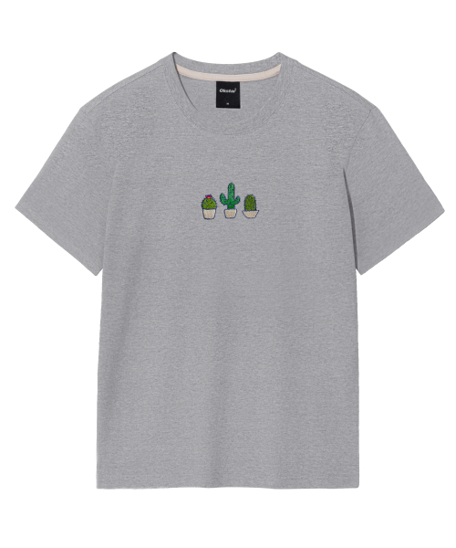 OKSTAR(オクスター)の「サボテン刺繍半袖(Tシャツ/カットソー・レディース・カーキ/ダークグレー/ライトベージュ/ライトグレー/クリーム/ダークブルー/ベージュ/ダークグリーン/ホワイト/グレー/ネイビー/ブラック・3XL/2XL/4XL/LARGE/MEDIUM/SMALL/X-LARGE)」の18枚目の写真