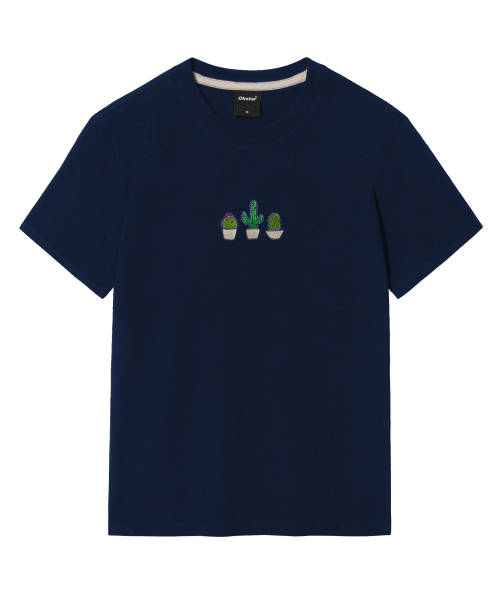 OKSTAR(オクスター)の「サボテン刺繍半袖(Tシャツ/カットソー・レディース・カーキ/ダークグレー/ライトベージュ/ライトグレー/クリーム/ダークブルー/ベージュ/ダークグリーン/ホワイト/グレー/ネイビー/ブラック・3XL/2XL/4XL/LARGE/MEDIUM/SMALL/X-LARGE)」の20枚目の写真