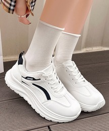 配色 ライン ロゴ ボリューム 厚底 スニーカー