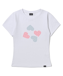 PD ポルカドットハートスリムフィット半袖Tシャツホワイト