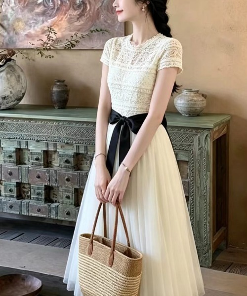 CHUL（チュル）の「レースドッキングチュールワンピース（ワンピース・レディース・ホワイト・XX-LARGE/X-LARGE/LARGE/MEDIUM）」の5枚目の写真