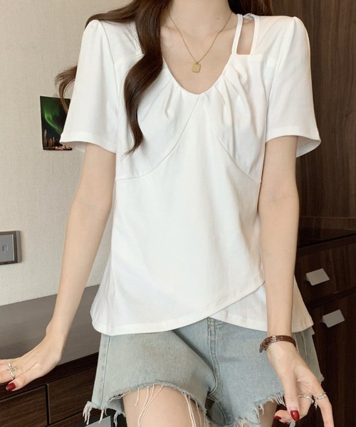 2ly2(トゥーリートゥー)の「アシンメトリーストラップデザインカットソー レディース 半袖トップス(Tシャツ/カットソー・レディース・ホワイト/ブラック/パープル・FREE)」の19枚目の写真