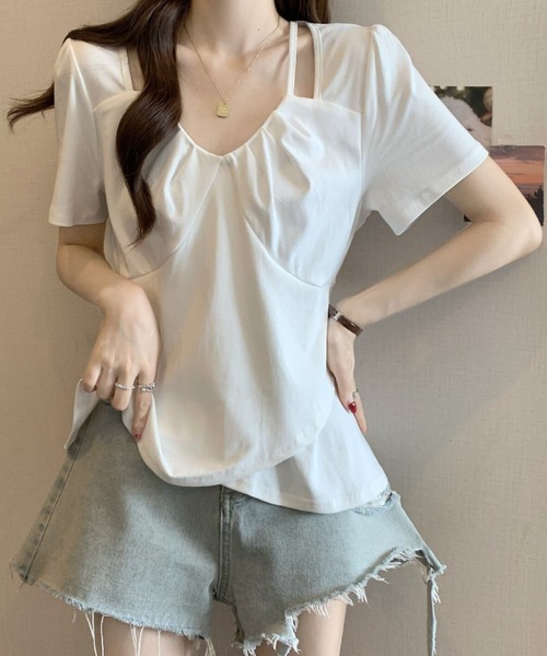 2ly2(トゥーリートゥー)の「アシンメトリーストラップデザインカットソー レディース 半袖トップス(Tシャツ/カットソー・レディース・ホワイト/ブラック/パープル・FREE)」の16枚目の写真