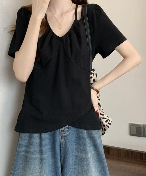 2ly2(トゥーリートゥー)の「アシンメトリーストラップデザインカットソー レディース 半袖トップス(Tシャツ/カットソー・レディース・ホワイト/ブラック/パープル・FREE)」の12枚目の写真