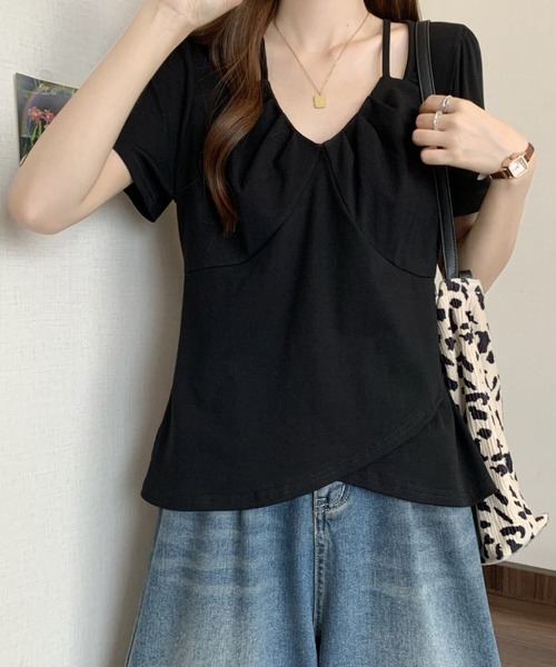2ly2(トゥーリートゥー)の「アシンメトリーストラップデザインカットソー レディース 半袖トップス(Tシャツ/カットソー・レディース・ホワイト/ブラック/パープル・FREE)」の11枚目の写真