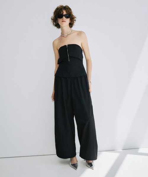 JOSE MOON(ジョゼムーン)の「GATHER PANTS JUMPSUITS/ギャザーパンツジャンプスーツ(つなぎ/オールインワン・レディース・ブラック・36/38)」の2枚目の写真