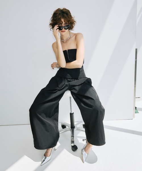 JOSE MOON(ジョゼムーン)の「GATHER PANTS JUMPSUITS/ギャザーパンツジャンプスーツ(つなぎ/オールインワン・レディース・ブラック・36/38)」の12枚目の写真