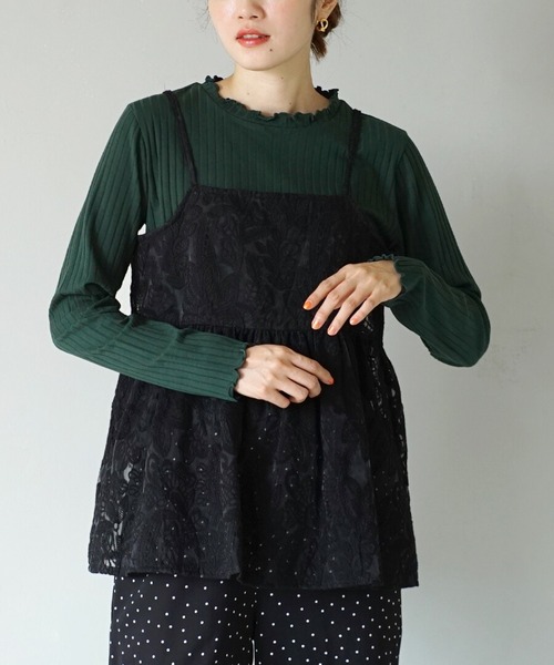 zootie（ズーティー）の「ロングスリーブ リブカットソー［クルーネック］（Tシャツ/カットソー・レディース・レッド系その他/イエロー系その他2/グリーン系その他2/ブラック×ホワイト/ホワイト×ブラック/グレー系その他3/ブルー/ベージュ系その他/ブラック系その他/ベージュ×ブラック/グレー系その他/カーキブラウン/ブルー系その他2/ネイビー/サーモンピンク/レッド系その他2/グレイッシュベージュ/ミント/テラコッタ/アイボリー・M/L/LL）」の14枚目の写真