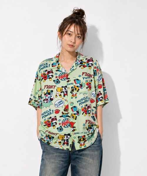 PANDIESTA(パンディエスタ)の「パンダレスラーアロハシャツ(M2)(シャツ/ブラウス・メンズ・ブラック/ライトグリーン/アイボリー・XXL/L/M/XL)」の9枚目の写真