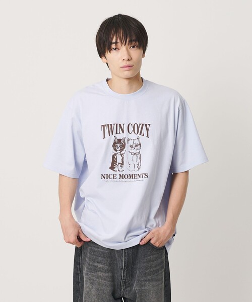 NICE WEATHER(ナイスウェザー)の「<NICE WEATHER>アニマルプリント Tシャツ(Tシャツ/カットソー・メンズ・ライトブルー/モカ/ホワイト・S/XS/L/M)」の1枚目の写真