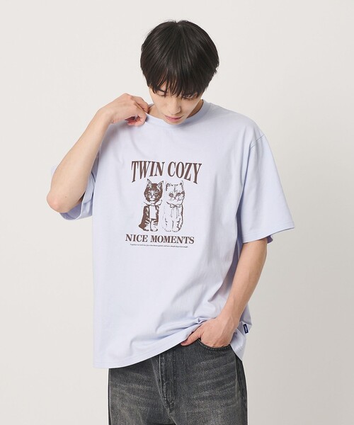 NICE WEATHER(ナイスウェザー)の「<NICE WEATHER>アニマルプリント Tシャツ(Tシャツ/カットソー・メンズ・ライトブルー/モカ/ホワイト・S/XS/L/M)」の4枚目の写真