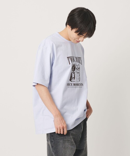 NICE WEATHER(ナイスウェザー)の「<NICE WEATHER>アニマルプリント Tシャツ(Tシャツ/カットソー・メンズ・ライトブルー/モカ/ホワイト・S/XS/L/M)」の5枚目の写真