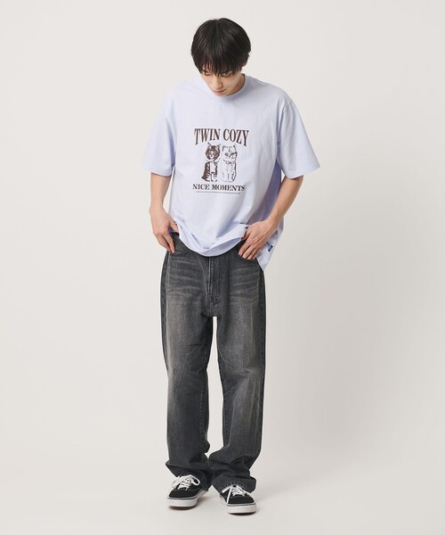 NICE WEATHER(ナイスウェザー)の「<NICE WEATHER>アニマルプリント Tシャツ(Tシャツ/カットソー・メンズ・ライトブルー/モカ/ホワイト・S/XS/L/M)」の7枚目の写真