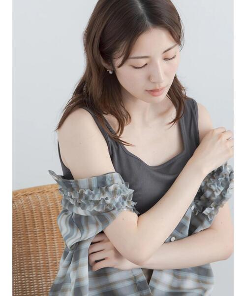 Te chichi(テチチ)の「【接触冷感】前後2WAYデザインネックタンクトップ(タンクトップ・レディース・ブラウン/ブラック/チャコールグレー/オフホワイト/シルバー・F)」の8枚目の写真