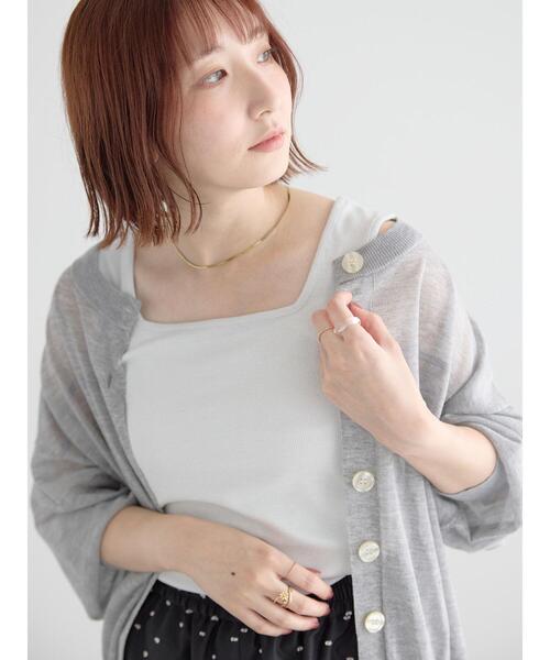 Te chichi(テチチ)の「【接触冷感】前後2WAYデザインネックタンクトップ(タンクトップ・レディース・ブラウン/ブラック/チャコールグレー/オフホワイト/シルバー・F)」の13枚目の写真
