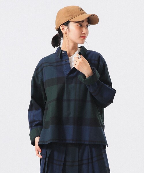 BEAMS BOY(ビームスボーイ)の「ビッグ チェック スモック(シャツ/ブラウス・レディース・ブラック/オレンジ/インディゴブルー・2/1/0/3)」の2枚目の写真