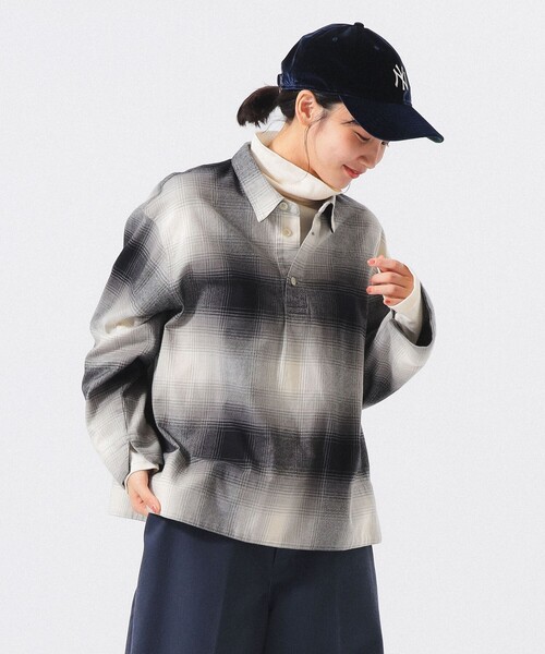 BEAMS BOY(ビームスボーイ)の「ビッグ チェック スモック(シャツ/ブラウス・レディース・ブラック/オレンジ/インディゴブルー・2/1/0/3)」の7枚目の写真