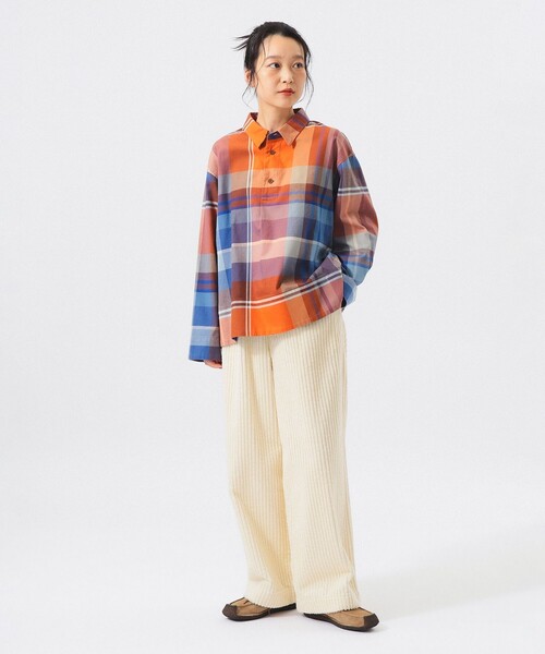 BEAMS BOY(ビームスボーイ)の「ビッグ チェック スモック(シャツ/ブラウス・レディース・ブラック/オレンジ/インディゴブルー・2/1/0/3)」の8枚目の写真