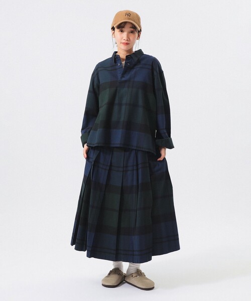 BEAMS BOY(ビームスボーイ)の「ビッグ チェック スモック(シャツ/ブラウス・レディース・ブラック/オレンジ/インディゴブルー・2/1/0/3)」の12枚目の写真