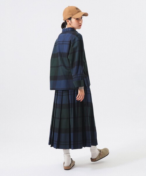 BEAMS BOY(ビームスボーイ)の「ビッグ チェック スモック(シャツ/ブラウス・レディース・ブラック/オレンジ/インディゴブルー・2/1/0/3)」の14枚目の写真