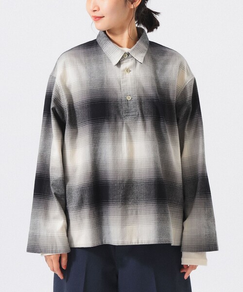 BEAMS BOY(ビームスボーイ)の「ビッグ チェック スモック(シャツ/ブラウス・レディース・ブラック/オレンジ/インディゴブルー・2/1/0/3)」の22枚目の写真