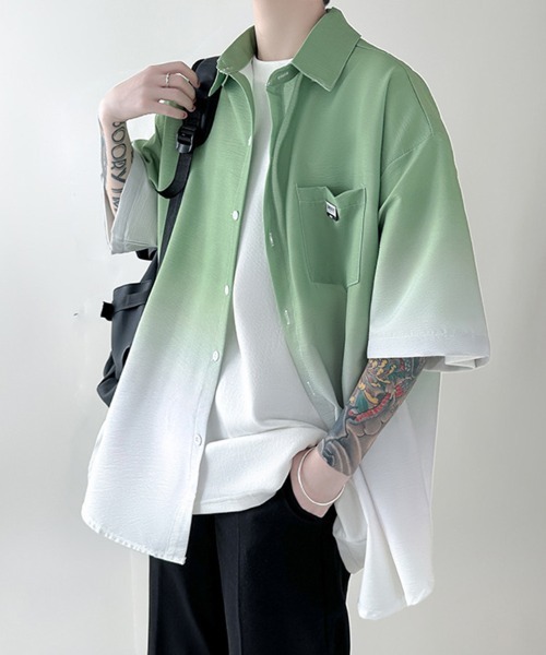 KELVIN（ケルヴァン）の「Gradient Flow Shirt グラデーションフローシャツ（シャツ/ブラウス・メンズ・グリーン/ブラック・MEDIUM/LARGE）」の2枚目の写真