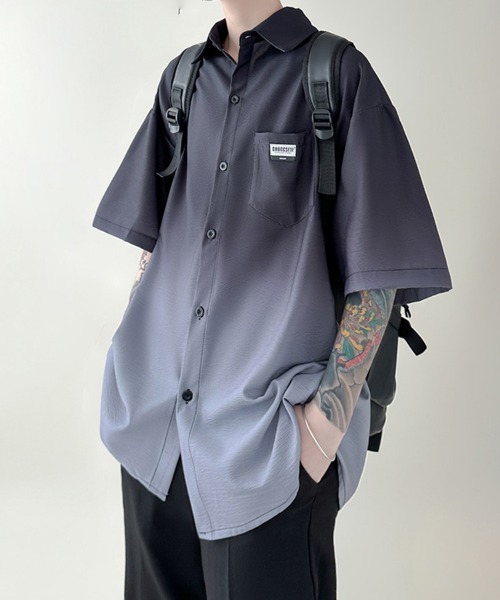 KELVIN（ケルヴァン）の「Gradient Flow Shirt グラデーションフローシャツ（シャツ/ブラウス・メンズ・グリーン/ブラック・MEDIUM/LARGE）」の9枚目の写真