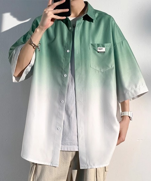 KELVIN（ケルヴァン）の「Gradient Flow Shirt グラデーションフローシャツ（シャツ/ブラウス・メンズ・グリーン/ブラック・MEDIUM/LARGE）」の6枚目の写真