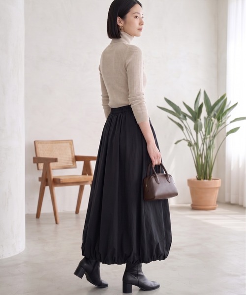 OS.LABANG(オラバン)の「【\秋冬新作/】大人可愛い!切替デザイン 裏起毛 ナイロン バルーンスカート(スカート・レディース・カーキ/ブラック・S/LL/L/M)」の14枚目の写真