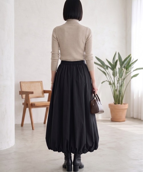 OS.LABANG(オラバン)の「【\秋冬新作/】大人可愛い!切替デザイン 裏起毛 ナイロン バルーンスカート(スカート・レディース・カーキ/ブラック・S/LL/L/M)」の15枚目の写真