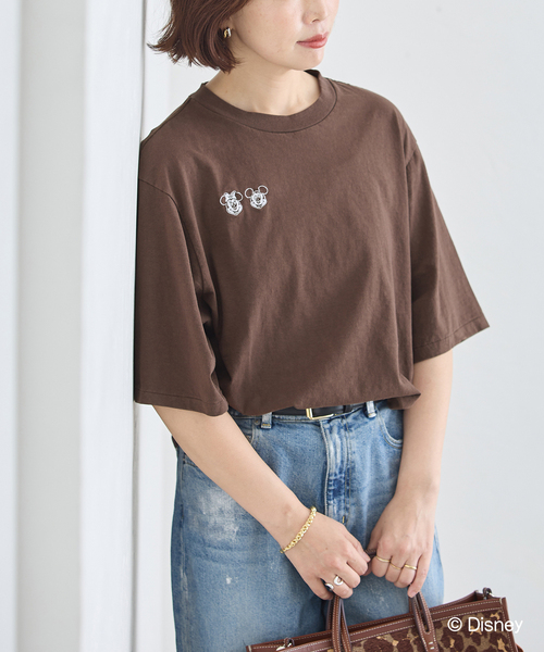 JANE SMITH / JOHN SMITH(ジェーンスミスジョンスミス)の「JANE SMITH/ジェーンスミス / MICKEY&MINNIE FACE S/S Tシャツ(Tシャツ/カットソー・レディース・ホワイト/ブラウン/ネイビー・SMALL)」の2枚目の写真