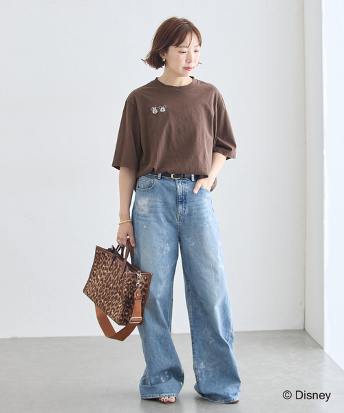 JANE SMITH / JOHN SMITH(ジェーンスミスジョンスミス)の「JANE SMITH/ジェーンスミス / MICKEY&MINNIE FACE S/S Tシャツ(Tシャツ/カットソー・レディース・ホワイト/ブラウン/ネイビー・SMALL)」の5枚目の写真