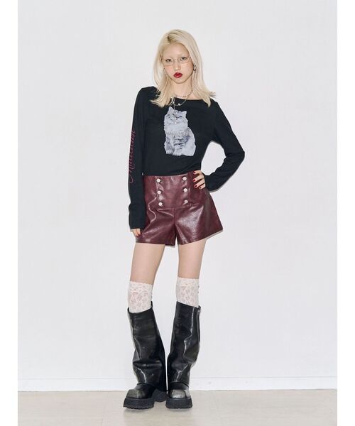 jouetie(ジュエティ)の「ダブルボタンフェイクレザーショートパンツ(その他パンツ・レディース・カーキ/ボルドー/ブラック・FREE)」の13枚目の写真