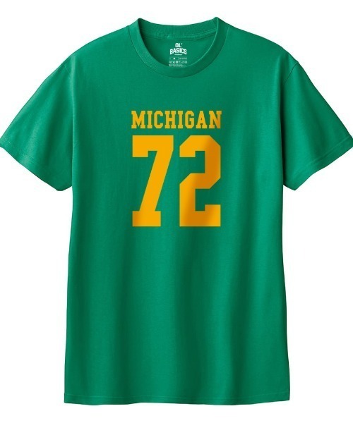 Ol' Basics(オールベーシックス)の「Ol' Basics(オール・ベーシックス) 半袖Tシャツ MICHIGAN ロゴ ナンバリング プリント 5.6オンス トップス カットソー メンズ ユニセックス(Tシャツ/カットソー・メンズ・グリーン/ブラック/パープル/バーガンディー・XS/S/XL/L/M)」の3枚目の写真