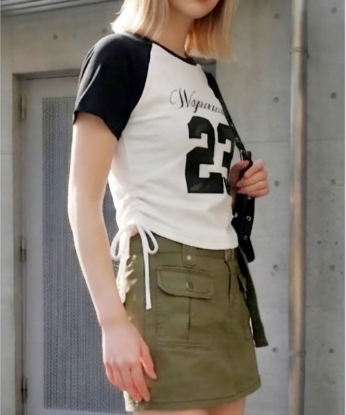FUN（ファン）の「ナンバリングラグランカットソー（Tシャツ/カットソー・レディース・レッド/チャコールグレー/ブラック・FREE）」の6枚目の写真