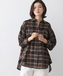 【セットアップ可/洗える】シアーチェック オーバーシャツ