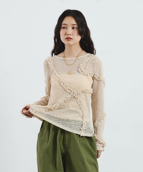 ROSE BUD（ローズバッド）の「FRILL LACE TOP（Tシャツ/カットソー・レディース・ブラック/ライトブルー/オフホワイト・ONE SIZE）」の17枚目の写真