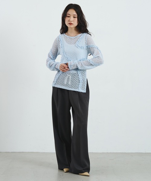 ROSE BUD（ローズバッド）の「FRILL LACE TOP（Tシャツ/カットソー・レディース・ブラック/ライトブルー/オフホワイト・ONE SIZE）」の10枚目の写真