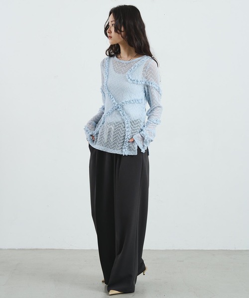 ROSE BUD（ローズバッド）の「FRILL LACE TOP（Tシャツ/カットソー・レディース・ブラック/ライトブルー/オフホワイト・ONE SIZE）」の11枚目の写真
