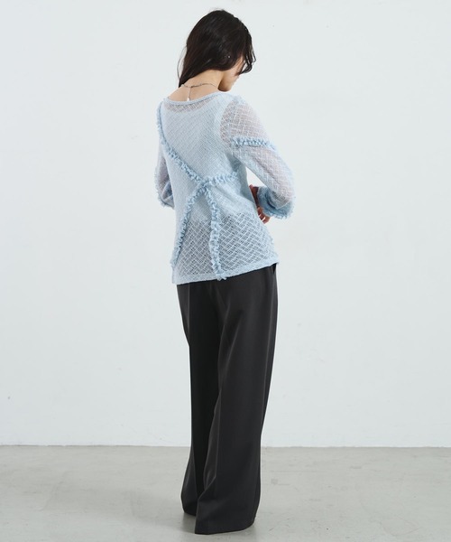 ROSE BUD（ローズバッド）の「FRILL LACE TOP（Tシャツ/カットソー・レディース・ブラック/ライトブルー/オフホワイト・ONE SIZE）」の12枚目の写真