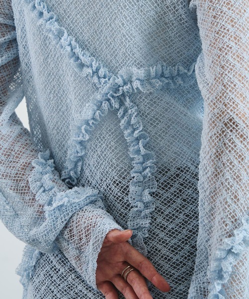 ROSE BUD（ローズバッド）の「FRILL LACE TOP（Tシャツ/カットソー・レディース・ブラック/ライトブルー/オフホワイト・ONE SIZE）」の14枚目の写真