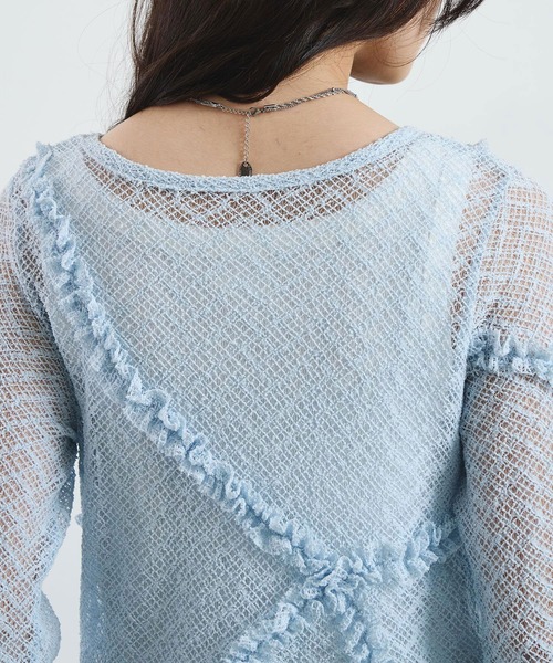 ROSE BUD（ローズバッド）の「FRILL LACE TOP（Tシャツ/カットソー・レディース・ブラック/ライトブルー/オフホワイト・ONE SIZE）」の16枚目の写真