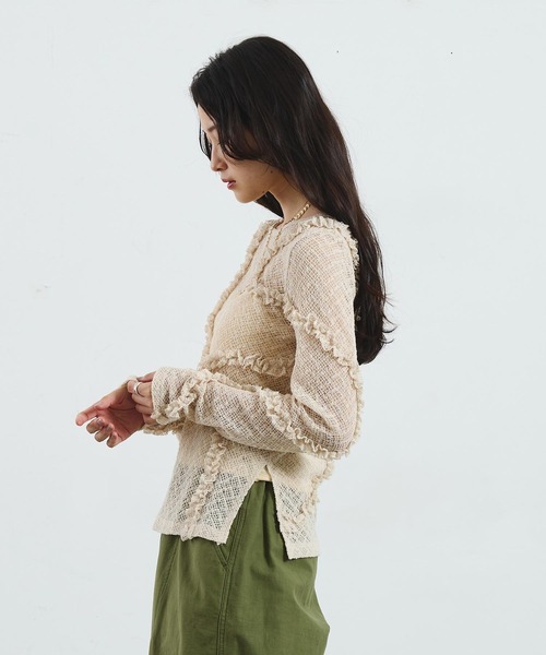 ROSE BUD（ローズバッド）の「FRILL LACE TOP（Tシャツ/カットソー・レディース・ブラック/ライトブルー/オフホワイト・ONE SIZE）」の18枚目の写真