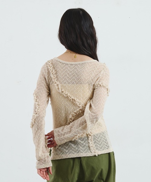 ROSE BUD（ローズバッド）の「FRILL LACE TOP（Tシャツ/カットソー・レディース・ブラック/ライトブルー/オフホワイト・ONE SIZE）」の19枚目の写真