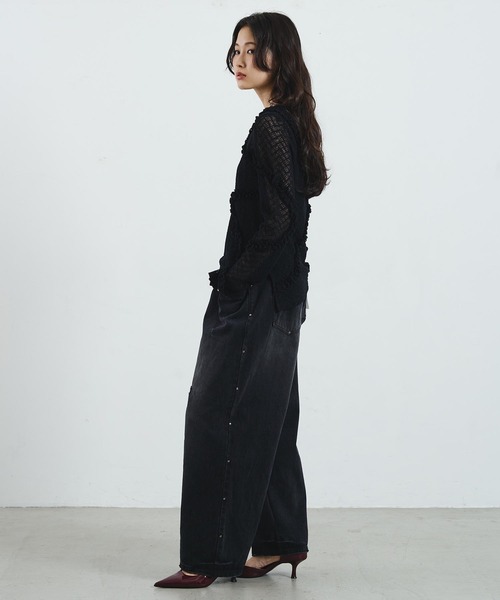 ROSE BUD（ローズバッド）の「FRILL LACE TOP（Tシャツ/カットソー・レディース・ブラック/ライトブルー/オフホワイト・ONE SIZE）」の4枚目の写真