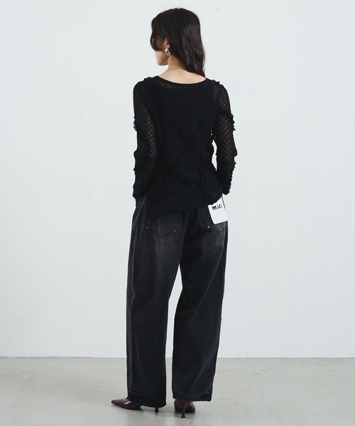 ROSE BUD（ローズバッド）の「FRILL LACE TOP（Tシャツ/カットソー・レディース・ブラック/ライトブルー/オフホワイト・ONE SIZE）」の5枚目の写真