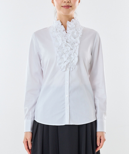 NARACAMICIE(ナラカミーチェ)の「【NARACAMICIE】ツイルフロントフリル長袖シャツ(シャツ/ブラウス・レディース・ホワイト・S/L/M/XL)」の11枚目の写真