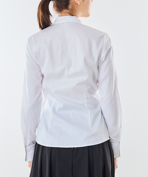 NARACAMICIE(ナラカミーチェ)の「【NARACAMICIE】ツイルフロントフリル長袖シャツ(シャツ/ブラウス・レディース・ホワイト・S/L/M/XL)」の3枚目の写真