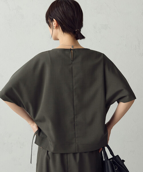 COMME CA ISM(コムサイズム)の「マイクロツイル Tブラウス / セットアップ対応(シャツ/ブラウス・レディース・ブラウン/チャコール・FREE)」の7枚目の写真